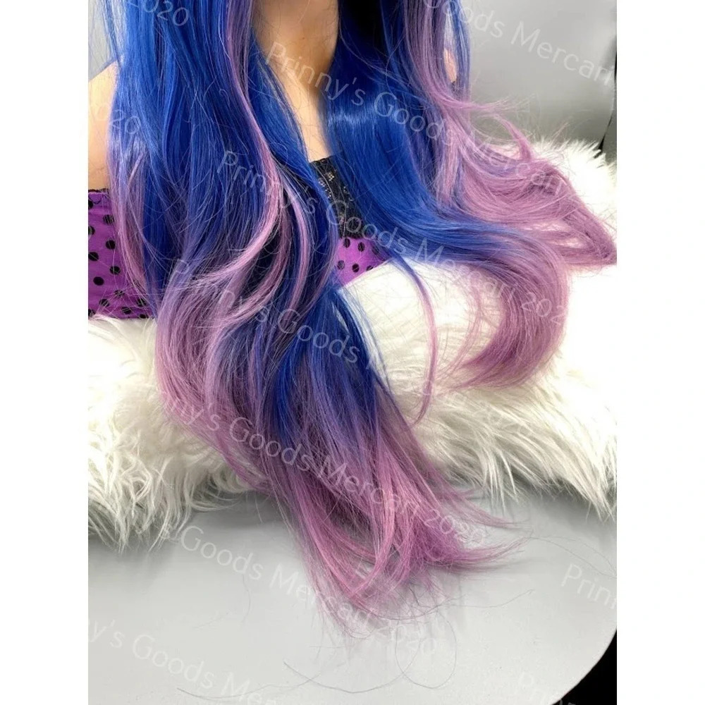 Synthetic Lace Front Wig Ombre Natural Long Layers 20"Dark Roots Hair Ship Ready - Picture 7 of 9